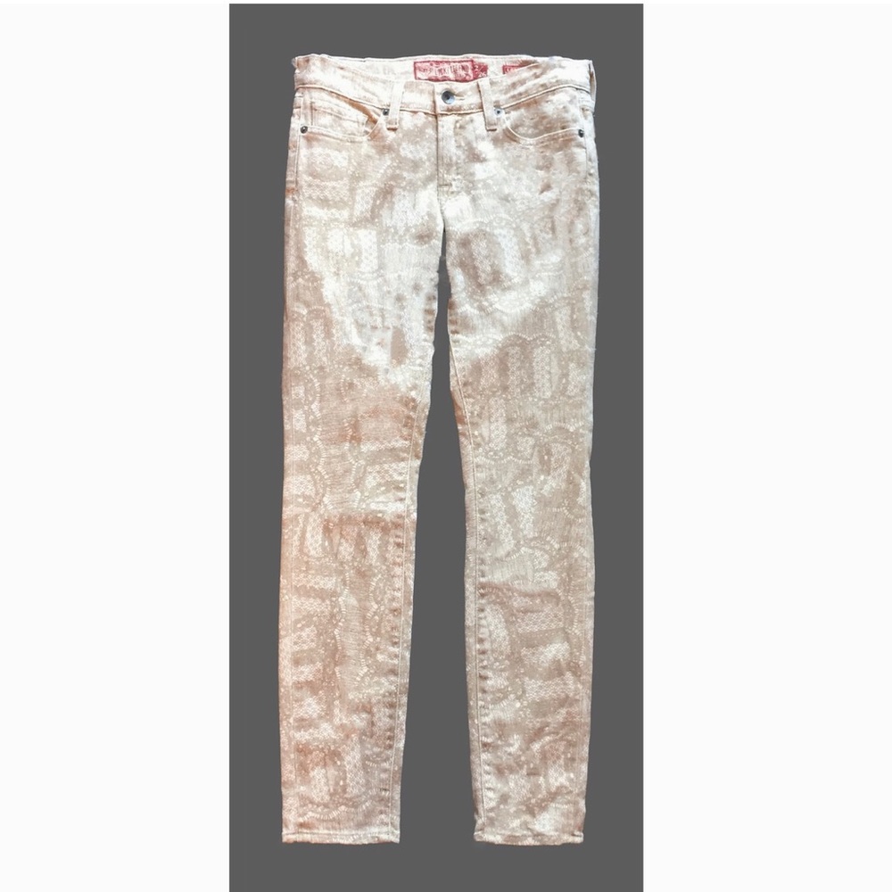 Lucky Brand jean, lace print tan/white